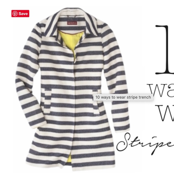 Merona Jackets & Blazers - Target Merona Coat Blue and White Stripe With Yellow Liner
